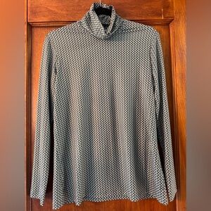 J. McLaughlin Nora Turtleneck in Navy/Olive Azrou Print- Medium